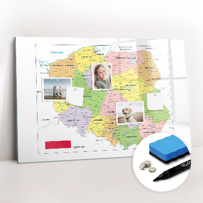 Dry erase magnetic board Map of Poland
