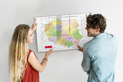 Dry erase magnetic board Map of Poland