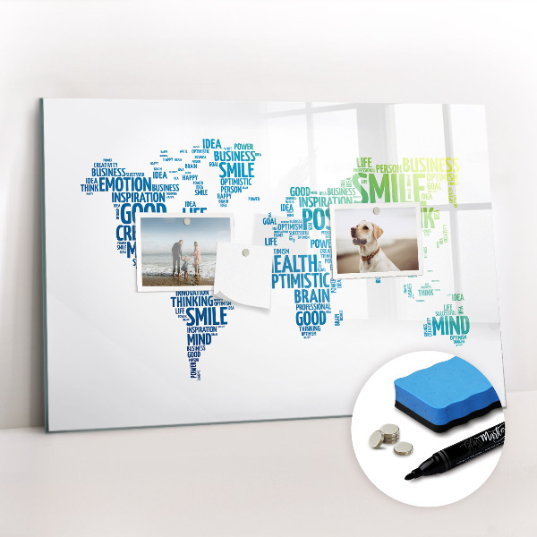 Dry erase magnetic board Map of nice words