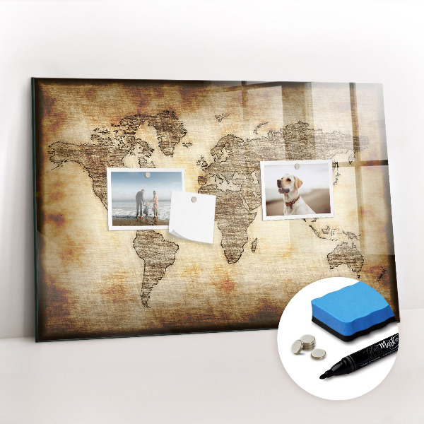 Dry erase magnetic board Old World Map