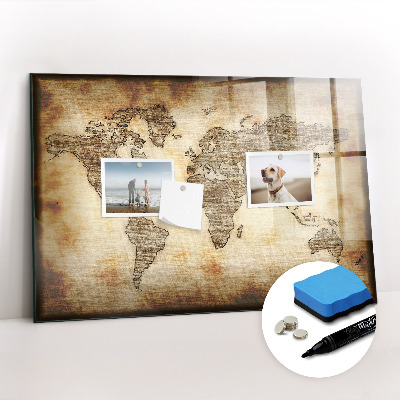 Dry erase magnetic board Old World Map