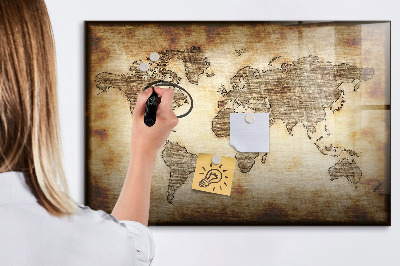 Dry erase magnetic board Old World Map