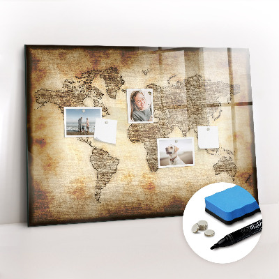 Dry erase magnetic board Old World Map