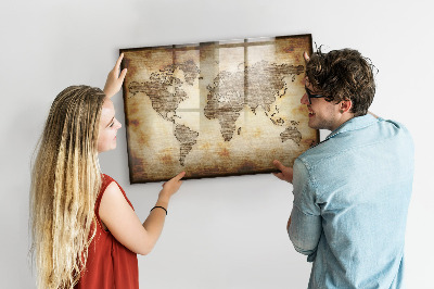 Dry erase magnetic board Old World Map