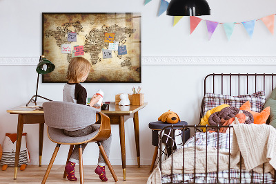 Dry erase magnetic board Old World Map