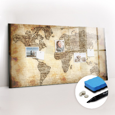 Dry erase magnetic board Old World Map