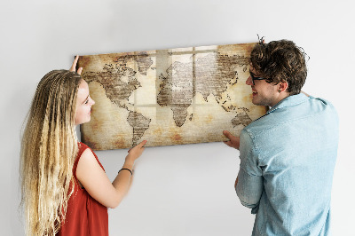 Dry erase magnetic board Old World Map