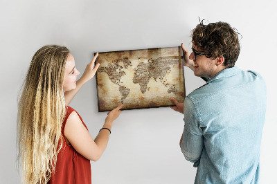 Dry erase magnetic board Old World Map