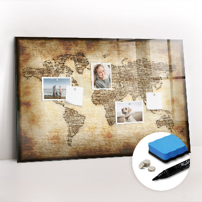 Dry erase magnetic board Old World Map