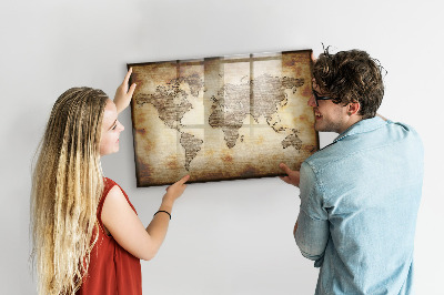 Dry erase magnetic board Old World Map
