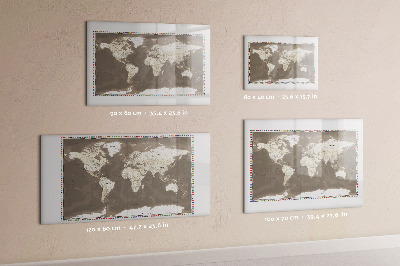 Magnetic dry erase board Brown world map