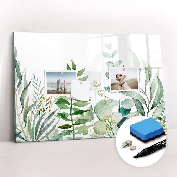 Magnetic dry erase board Watercolor leaves