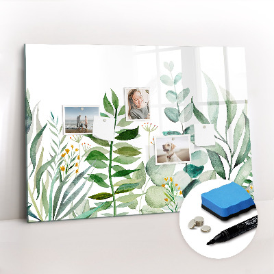 Magnetic dry erase board Watercolor leaves