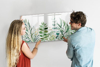 Magnetic dry erase board Watercolor leaves