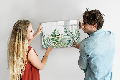 Magnetic dry erase board Watercolor leaves