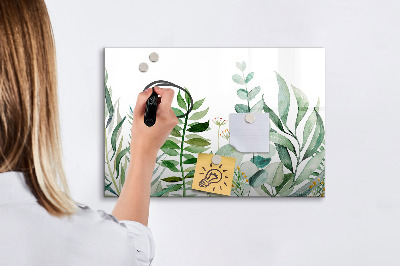 Magnetic dry erase board Watercolor leaves