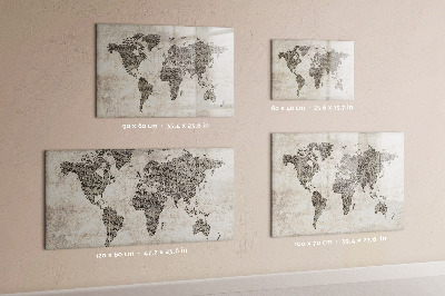 Dry erase magnetic board World map newspaper