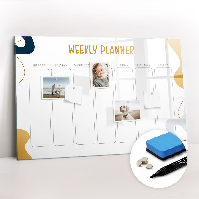 Magnetic writing board Weekly planner