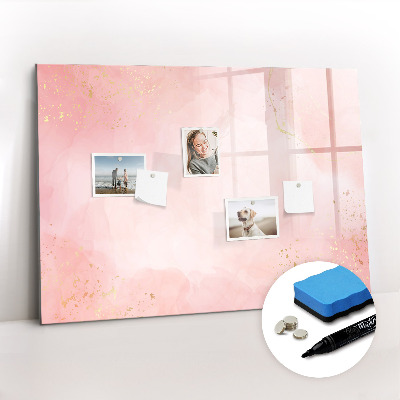 Dry erase magnetic board Pink marble