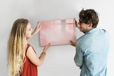 Dry erase magnetic board Pink marble