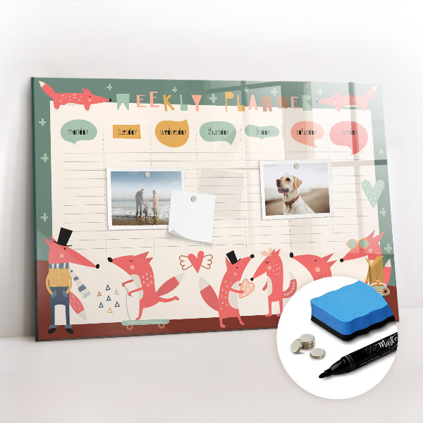 Magnetic dry erase board Weekly planner for children