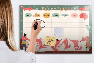 Magnetic writing board Weekly planner for children