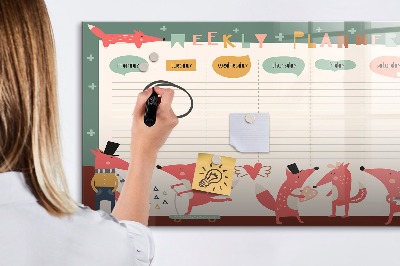 Magnetic writing board Weekly planner for children