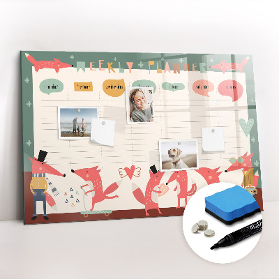 Magnetic writing board Weekly planner for children