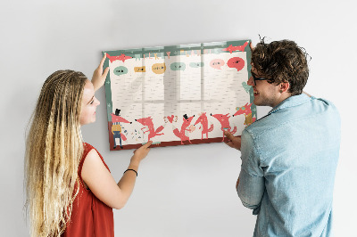 Magnetic dry erase board Weekly planner for children