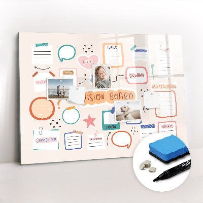 Dry erase magnetic board Colorful vision board
