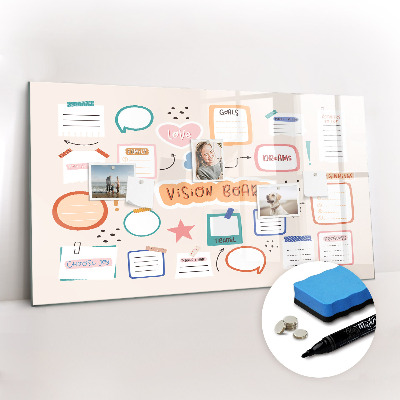 Dry erase magnetic board Colorful vision board