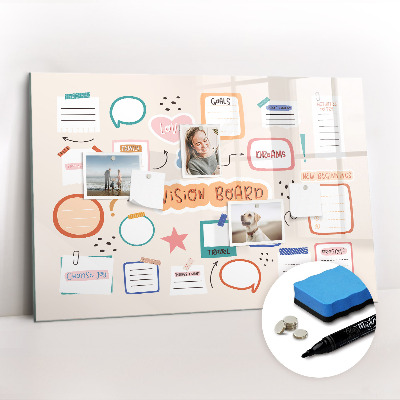 Dry erase magnetic board Colorful vision board