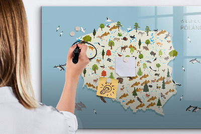Magnetic dry erase board Polish animal map