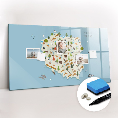 Magnetic dry erase board Polish animal map
