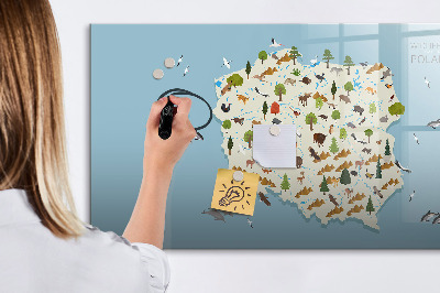 Magnetic dry erase board Polish animal map