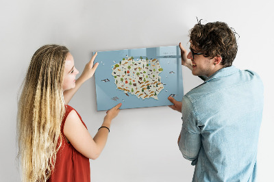 Magnetic dry erase board Polish animal map