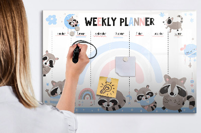 Magnetic dry erase board Weekly planner for children