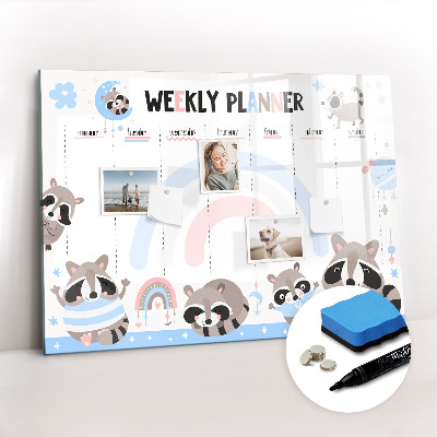 Magnetic dry erase board Weekly planner for children