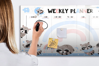 Magnetic board with marker Weekly planner for children