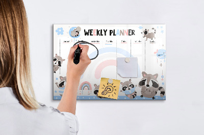 Magnetic board with marker Weekly planner for children