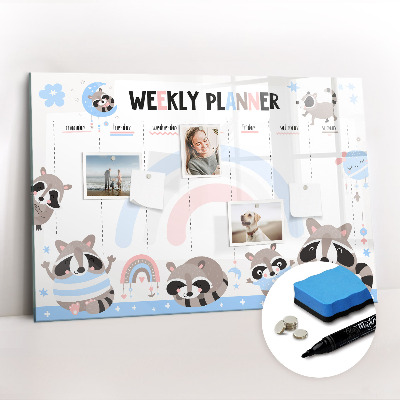 Magnetic dry erase board Weekly planner for children
