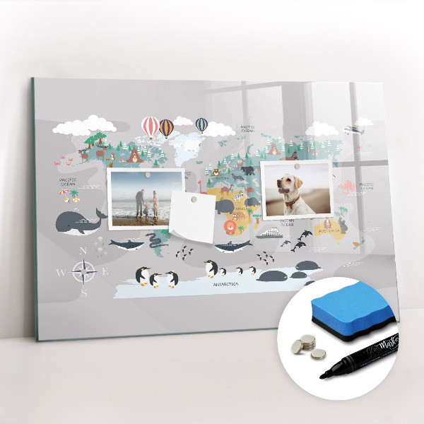 Dry erase magnetic board Cartoon map