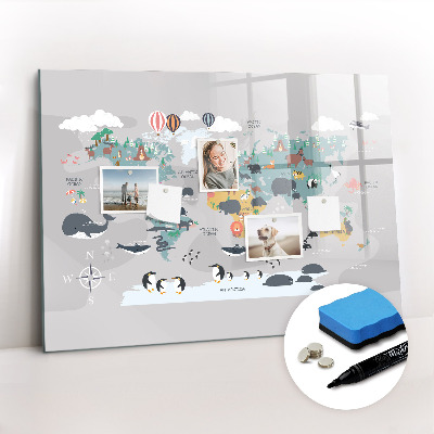 Dry erase magnetic board Cartoon map