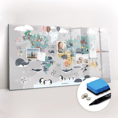 Dry erase magnetic board Cartoon map