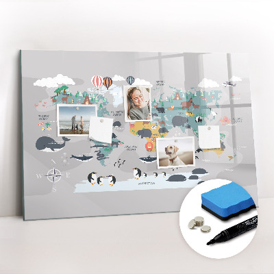 Dry erase magnetic board Cartoon map