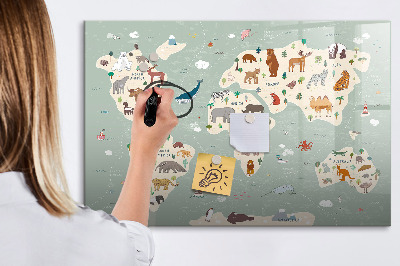 Magnetic dry erase board Animal world map