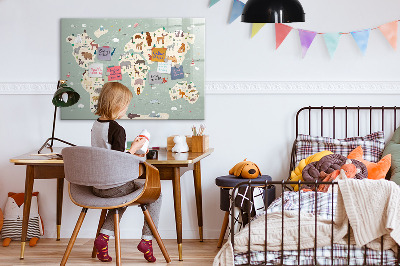 Magnetic dry erase board Animal world map