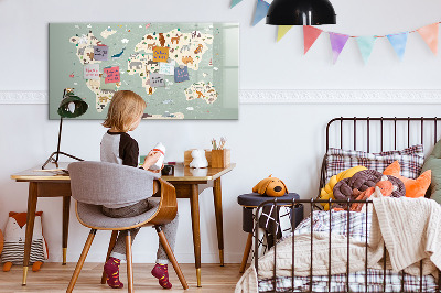 Magnetic dry erase board Animal world map