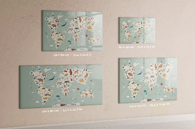 Magnetic dry erase board Animal world map
