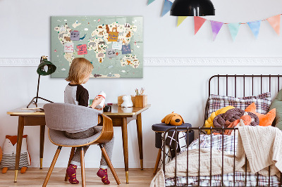 Magnetic dry erase board Animal world map